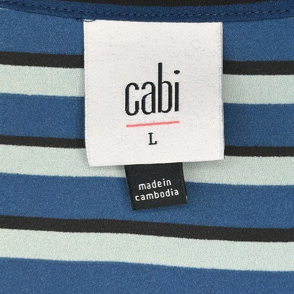 CAbi Floral and Chevron Striped Sleeveless Collard Zipper Front Top 6318 Size L - Picture 9 of 13